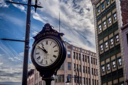 a clock in downtown Paterson